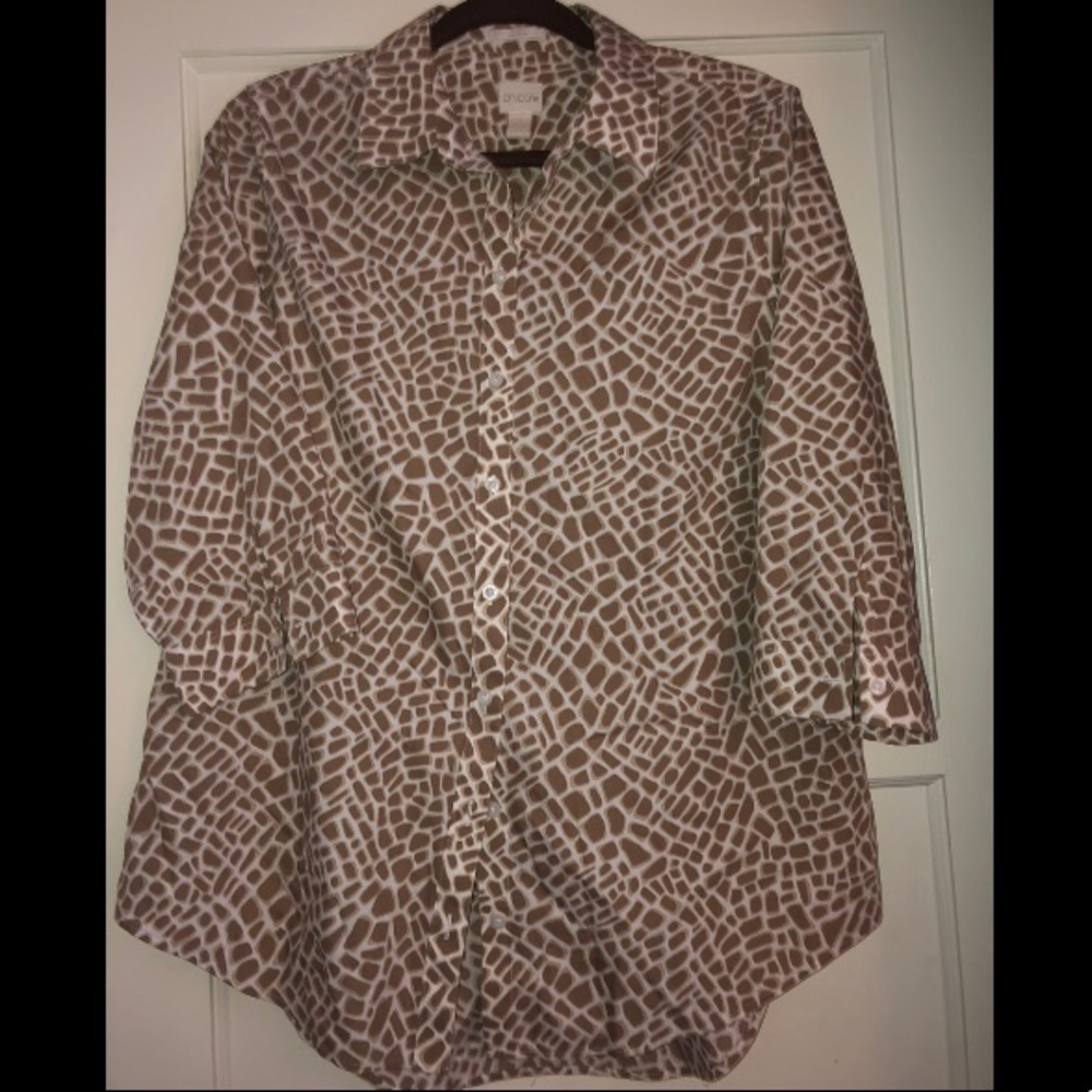 Chico’s Animal Print Button Down Shirt